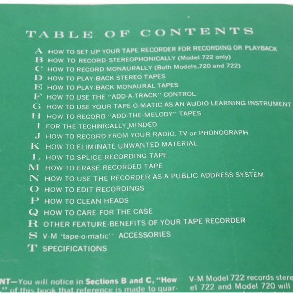 The Voice of Music Owners Manual Models 722 and 720 - Picture 6 of 8